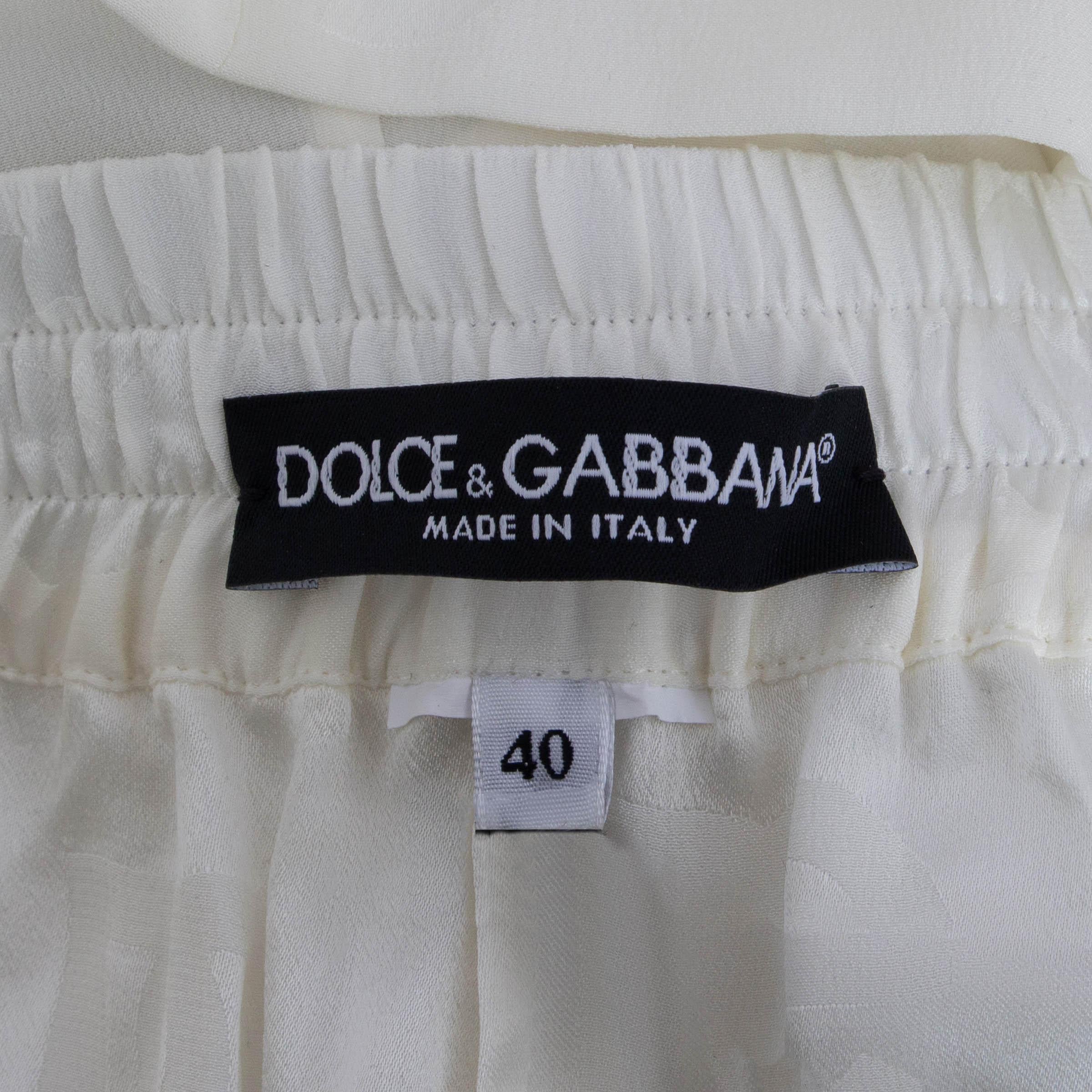 DOLCE & GABBANA white silk 2024 SATIN JACQUARD BERMUDA Shorts Pants 40 S im Angebot 1
