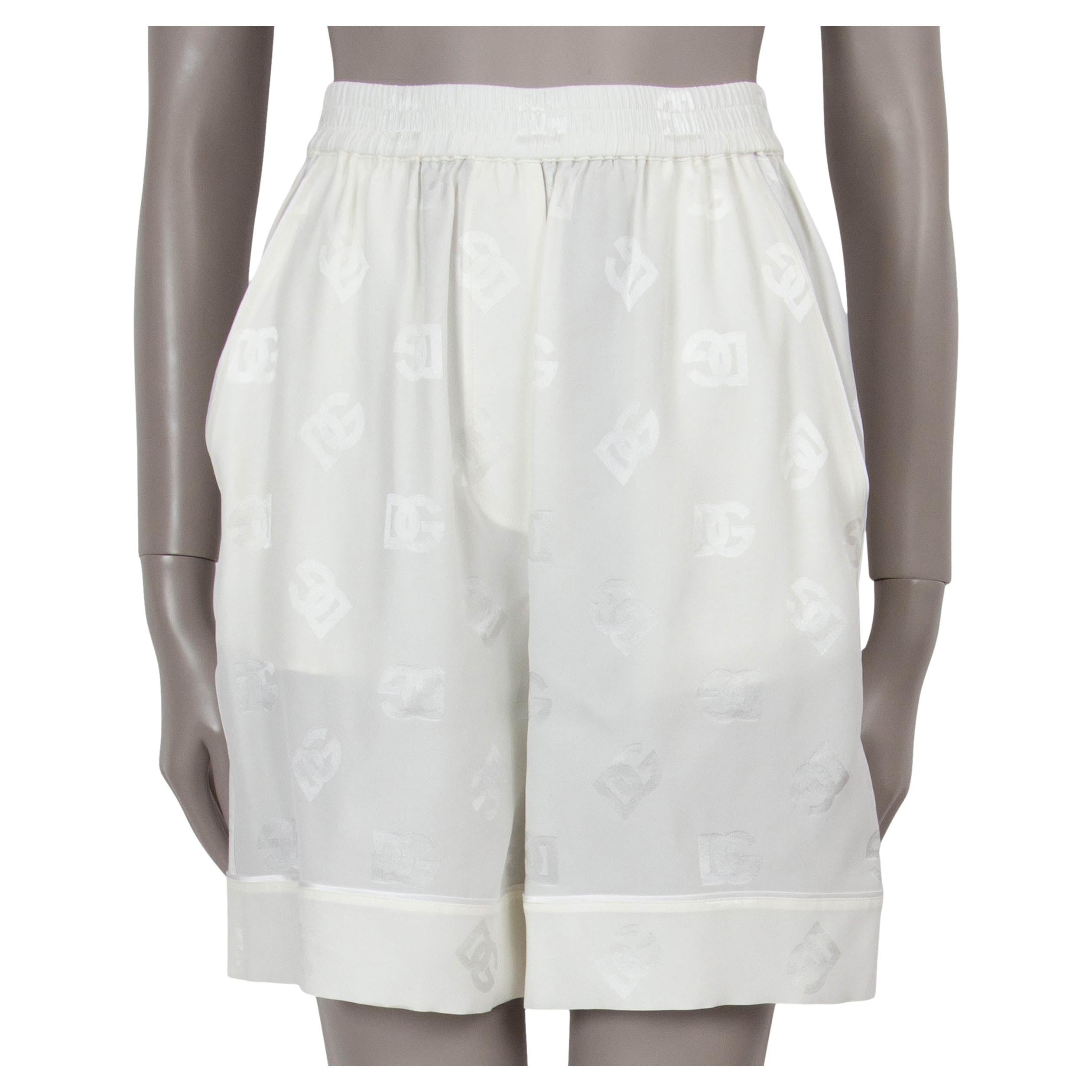 DOLCE & GABBANA white silk 2024 SATIN JACQUARD BERMUDA Shorts Pants 40 S im Angebot