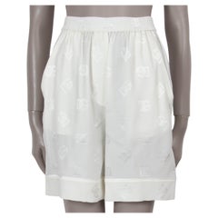 DOLCE & GABBANA white silk 2024 SATIN JACQUARD BERMUDA Shorts Pants 40 S