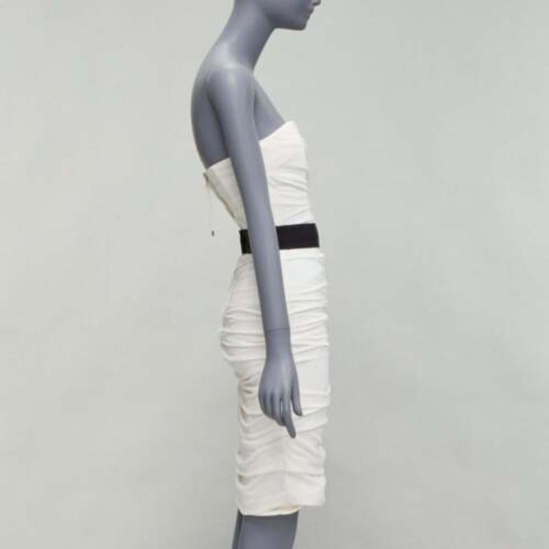 DOLCE GABBANA white silk blend ruched strapless corset dress IT36 XXS In Good Condition For Sale In Hong Kong, NT