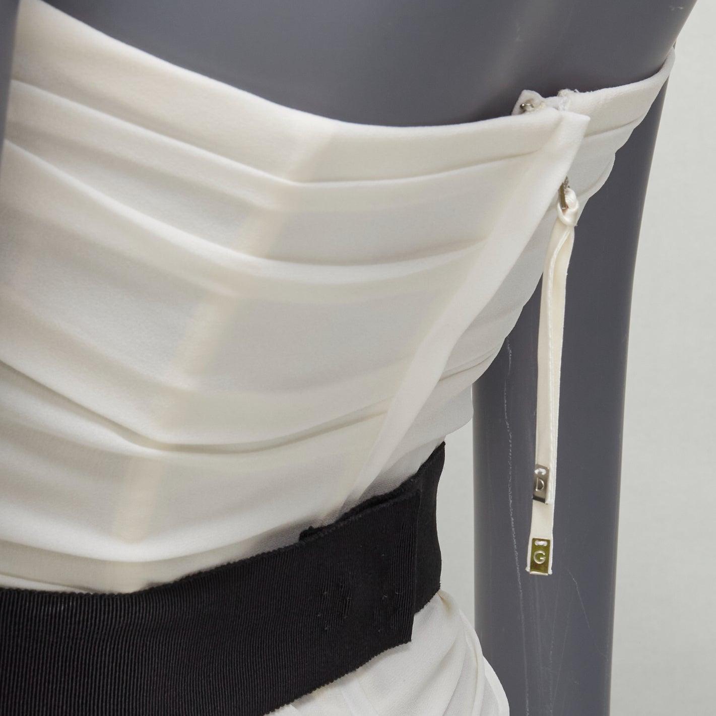 DOLCE GABBANA white silk blend ruched strapless corset dress IT36 XXS For Sale 2