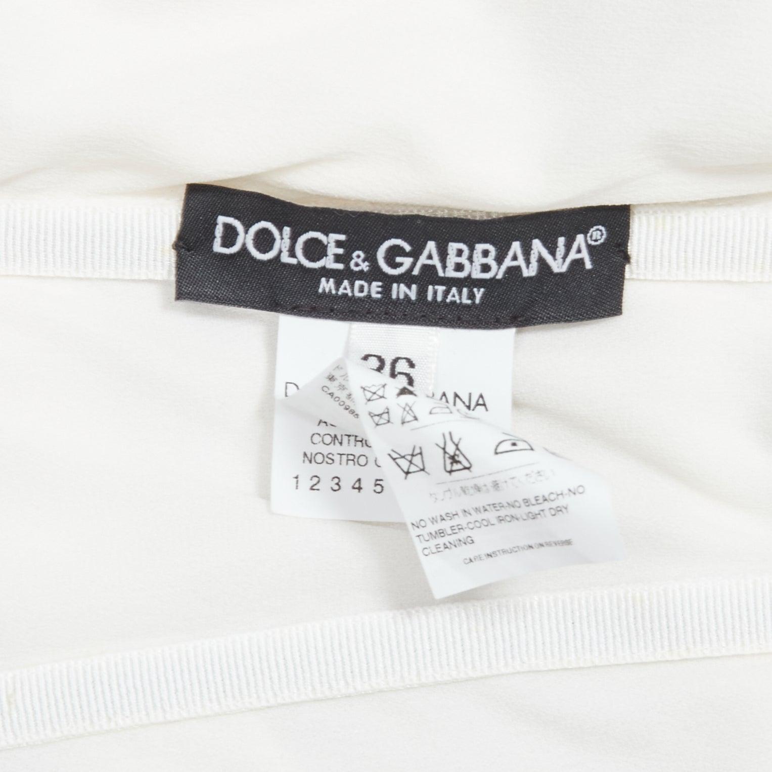 DOLCE GABBANA white silk blend ruched strapless corset dress IT36 XXS For Sale 3