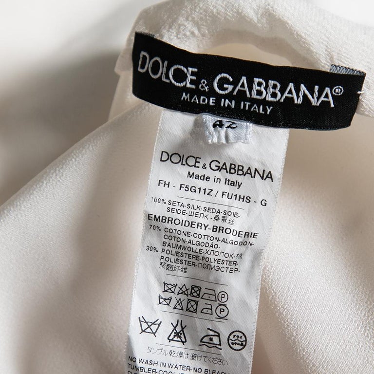 Dolce & Gabbana White Silk Embellished Crystal Sequin Fairy Top