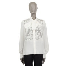 DOLCE & GABBANA white silk LACE PUSSY BOW Blouse Shirt 42 M