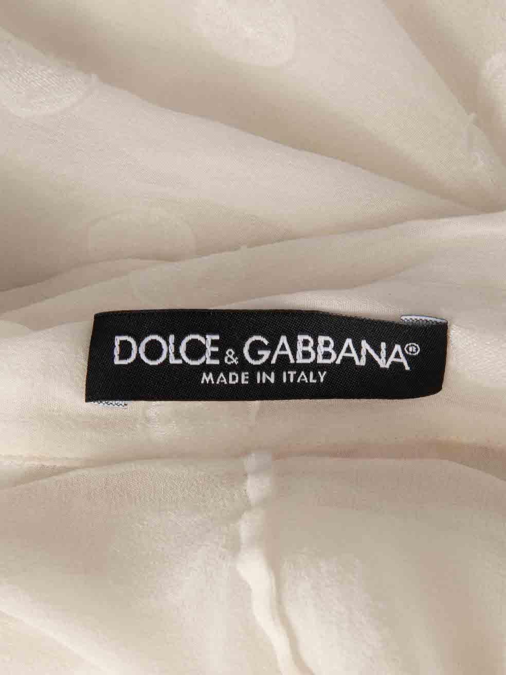 Dolce & Gabbana White Silk Polka Dot Sheer Blouse Size S For Sale 3
