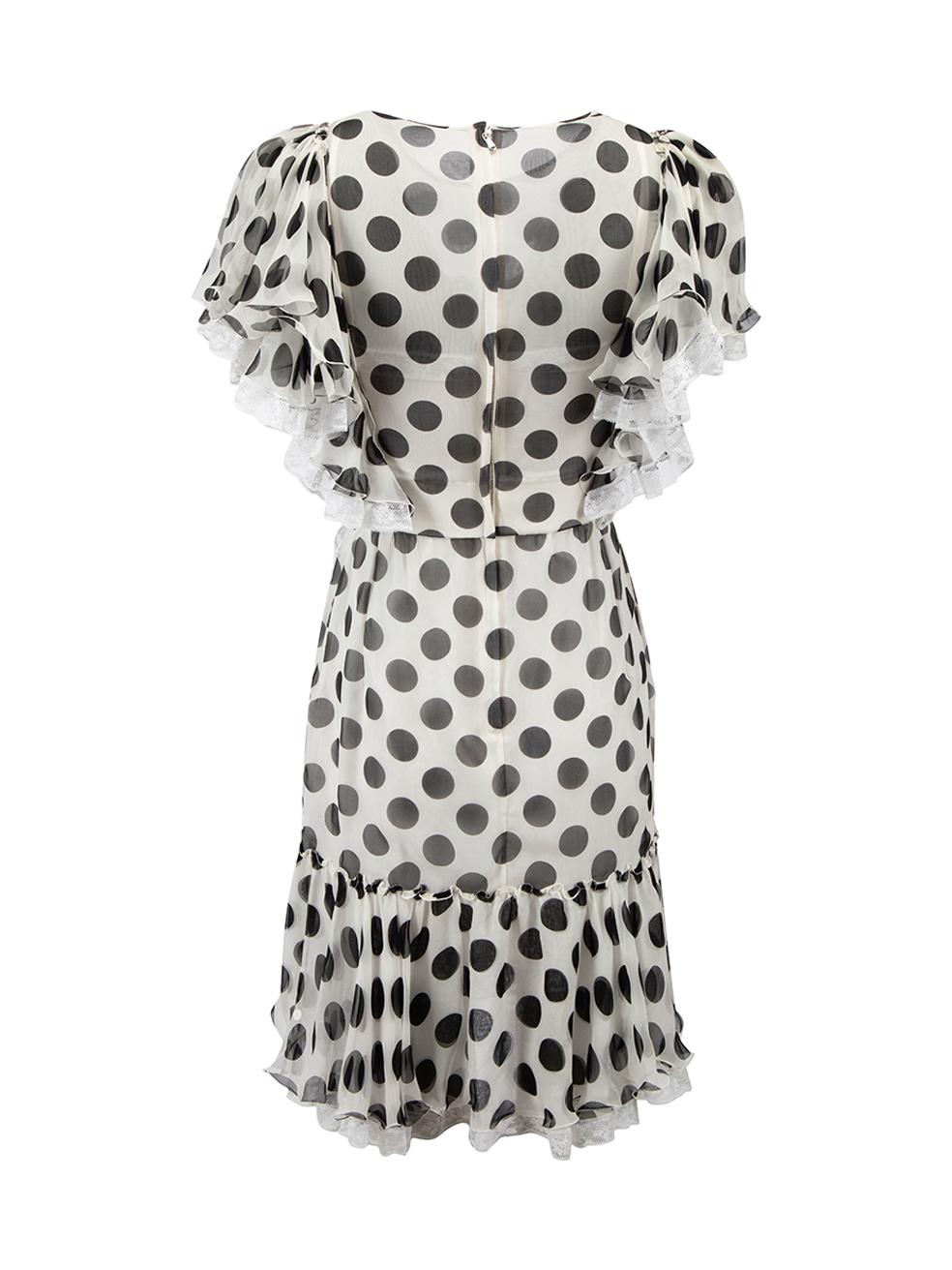 Gray Dolce & Gabbana White Silk Polkadot Mini Dress Size XXS For Sale