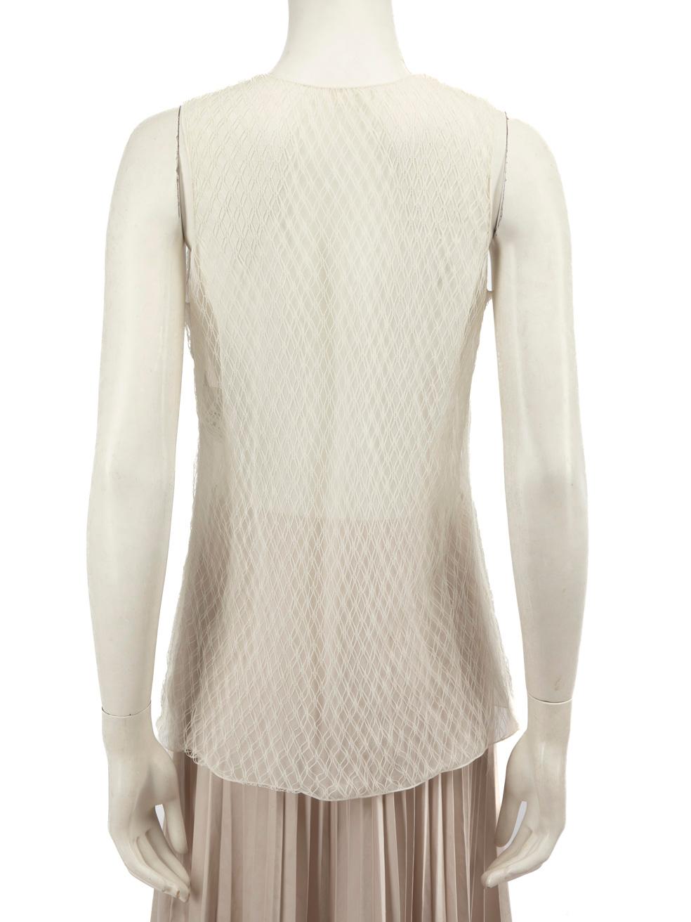 Dolce & Gabbana White Silk Sleeveless Top Size L In Good Condition For Sale In London, GB