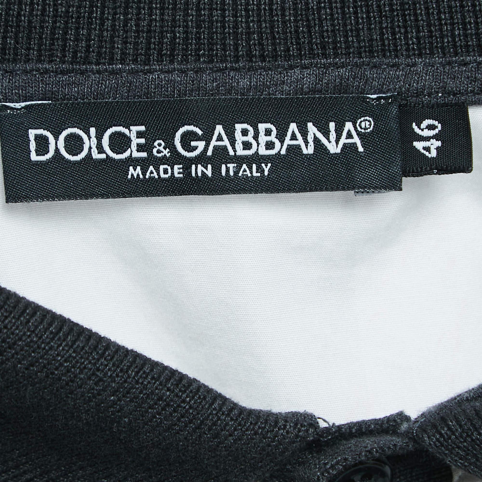 Dolce & Gabbana White Sketch Print Oversized Polo Shirt S For Sale 5
