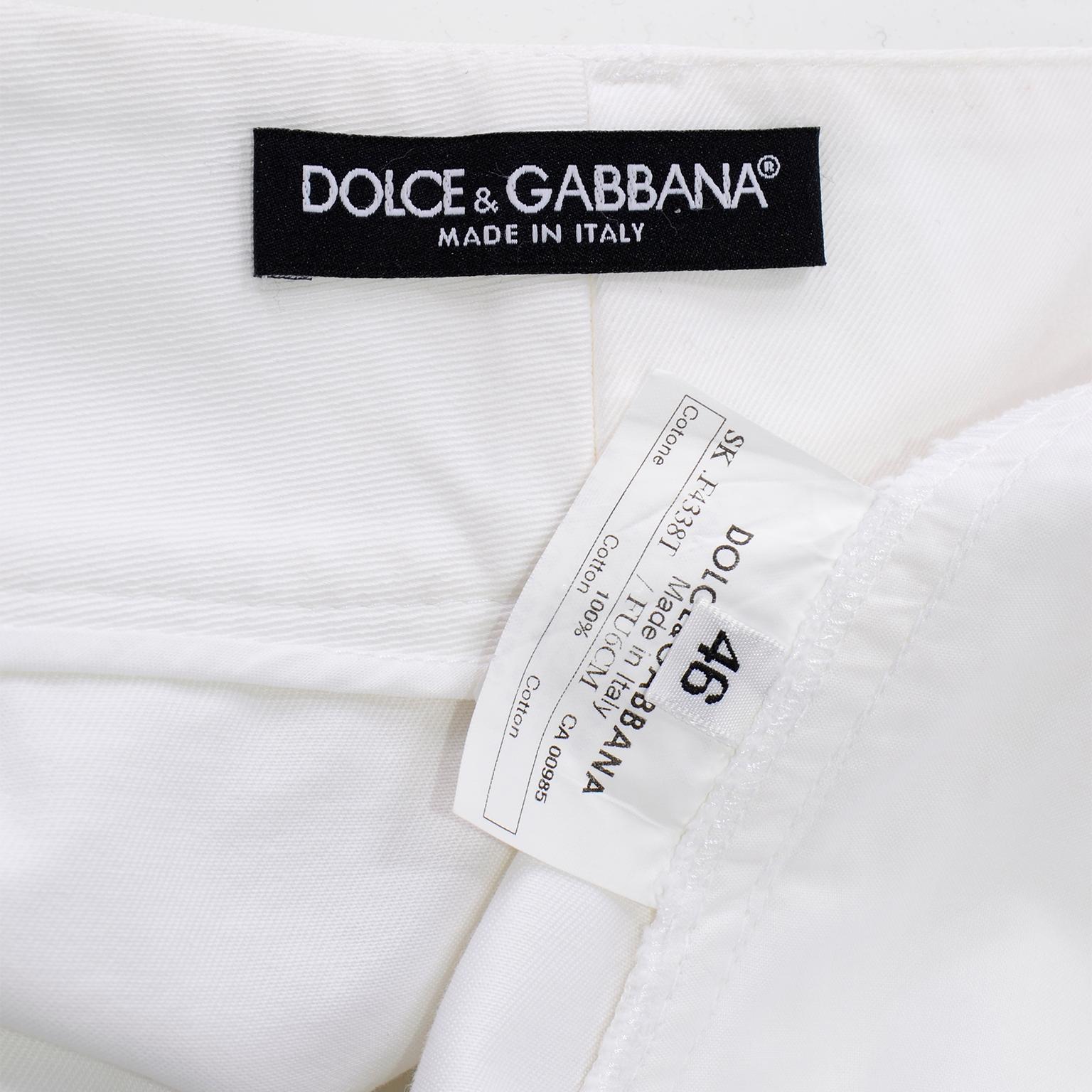 Dolce & Gabbana White Skirt With Front Zipper Size 46 For Sale 2