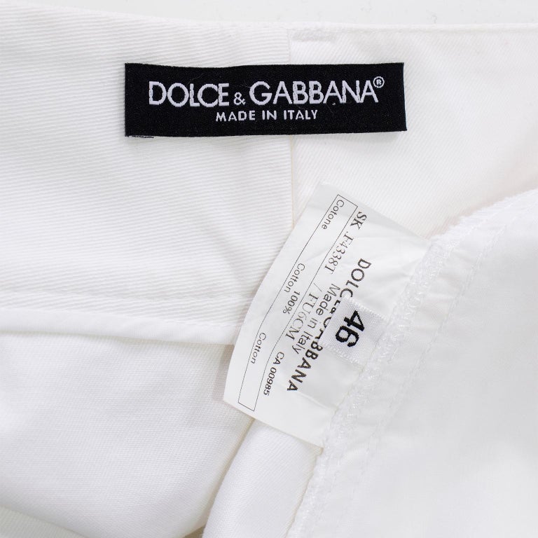 Dolce and Gabbana White Skirt With Front Zipper Size 46 For Sale at 1stDibs