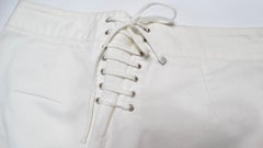 Dolce & Gabbana White Straight Leg Jeans With Button & Lace-Up Details