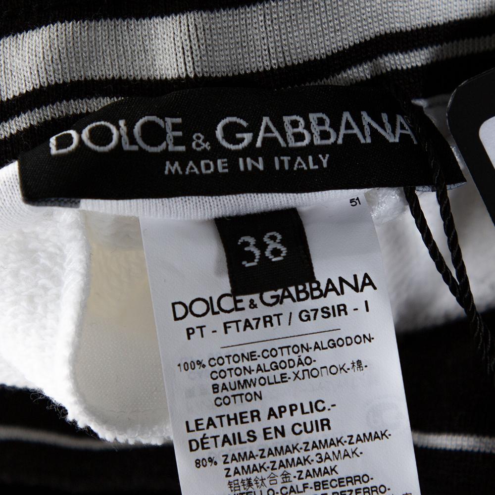 Dolce & Gabbana White Stretch Jersey Logo Bands Track Pants IT 38 In New Condition In Dubai, Al Qouz 2