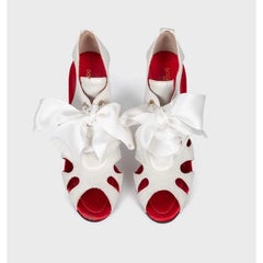 Dolce & Gabbana: scarpe con tacco a spillo in camoscio bianco con lacci, taglia 37,5