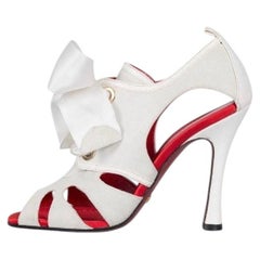 Dolce & Gabbana: scarpe con tacco a spillo in camoscio bianco con lacci, taglia 37,5