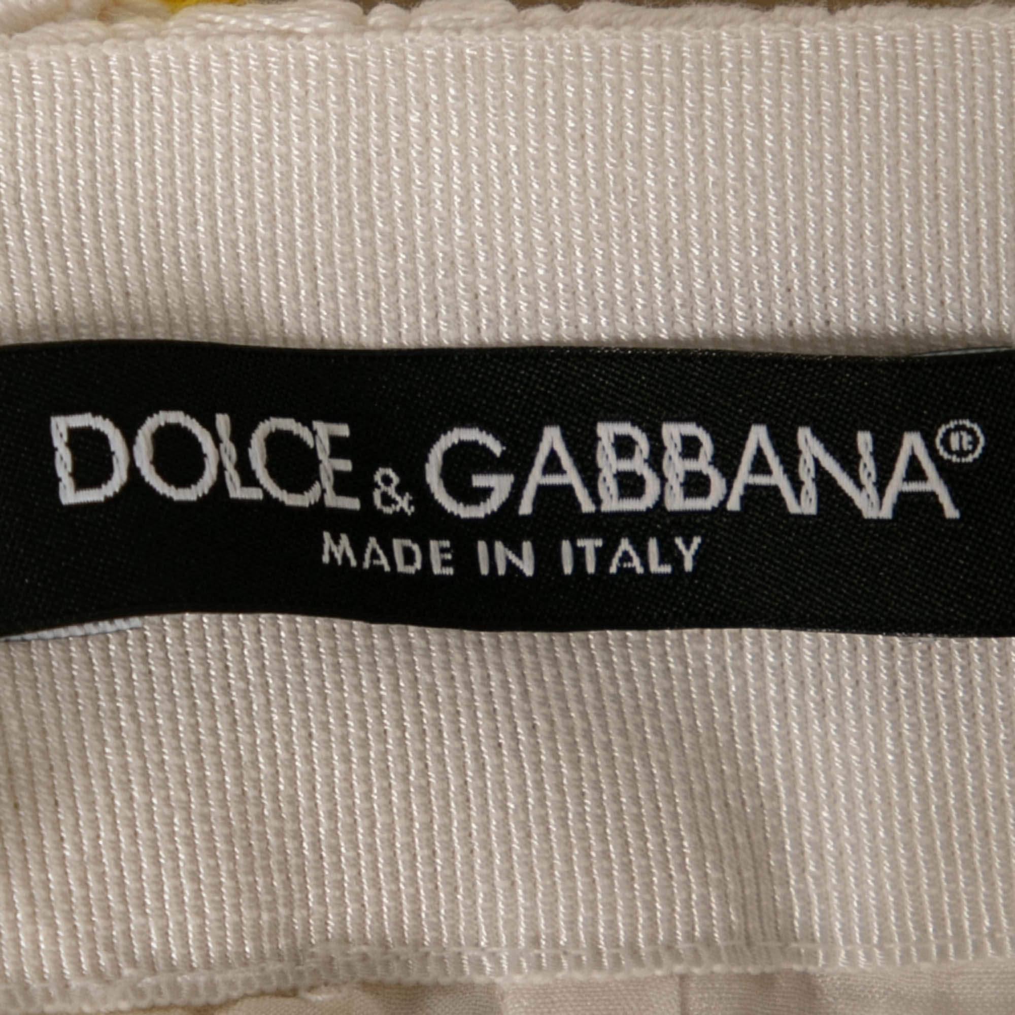 Women's Dolce & Gabbana White Sunflower Guipure Lace Midi Skirt S