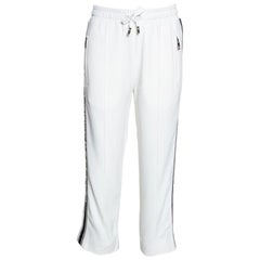 Dolce & Gabbana White Viscose Stretch Waistband Cady Track Pants IT 36
