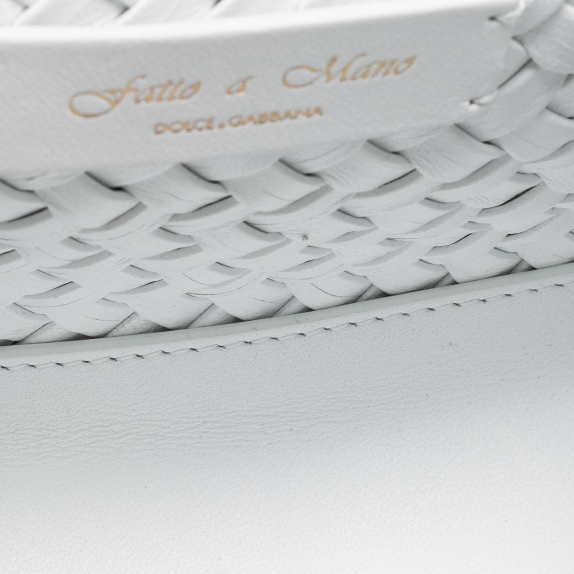 Dolce & Gabbana White Woven Leather Devotion Shoulder Bag 1