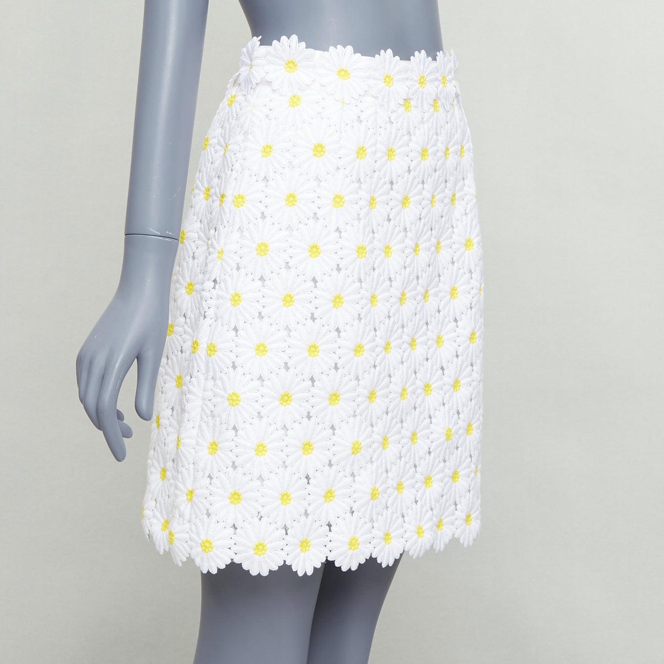 Gray DOLCE GABBANA white yellow daisy embroidery anglais skirt IT40 S