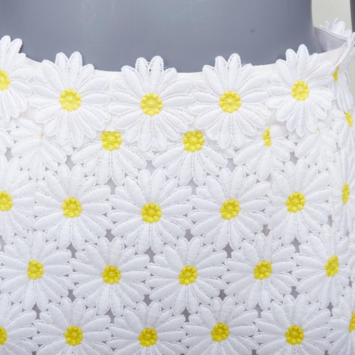 DOLCE GABBANA white yellow daisy embroidery anglais skirt IT40 S 2