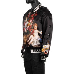 Dolce & Gabbana Wide Fit Baroque Jacket with Angel and Flowers Print Black 50