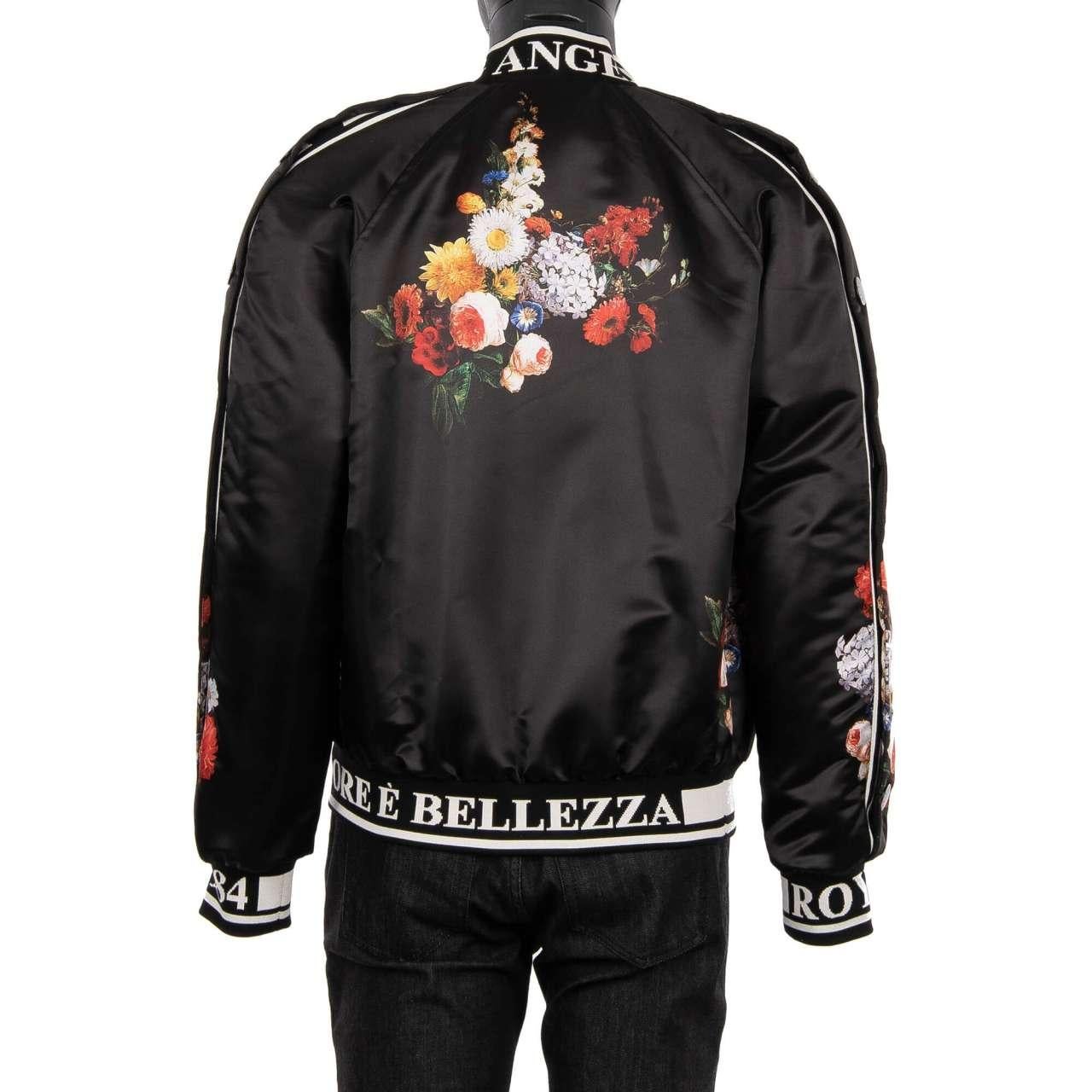 Dolce & Gabbana Wide Fit Baroque Jacket with Angel and Flowers Print Black 50 In Excellent Condition For Sale In Erkrath, DE