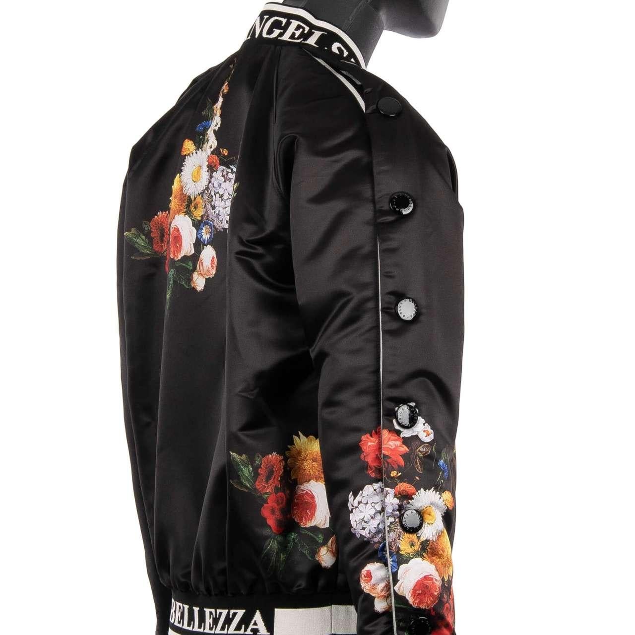 Dolce & Gabbana Wide Fit Baroque Jacket with Angel and Flowers Print Black 50 For Sale 2