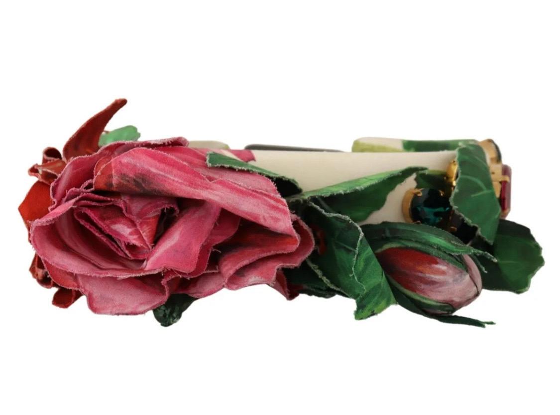Dolce & Gabbana wide Multicolour floral cotton beautiful headband In New Condition In WELWYN, GB
