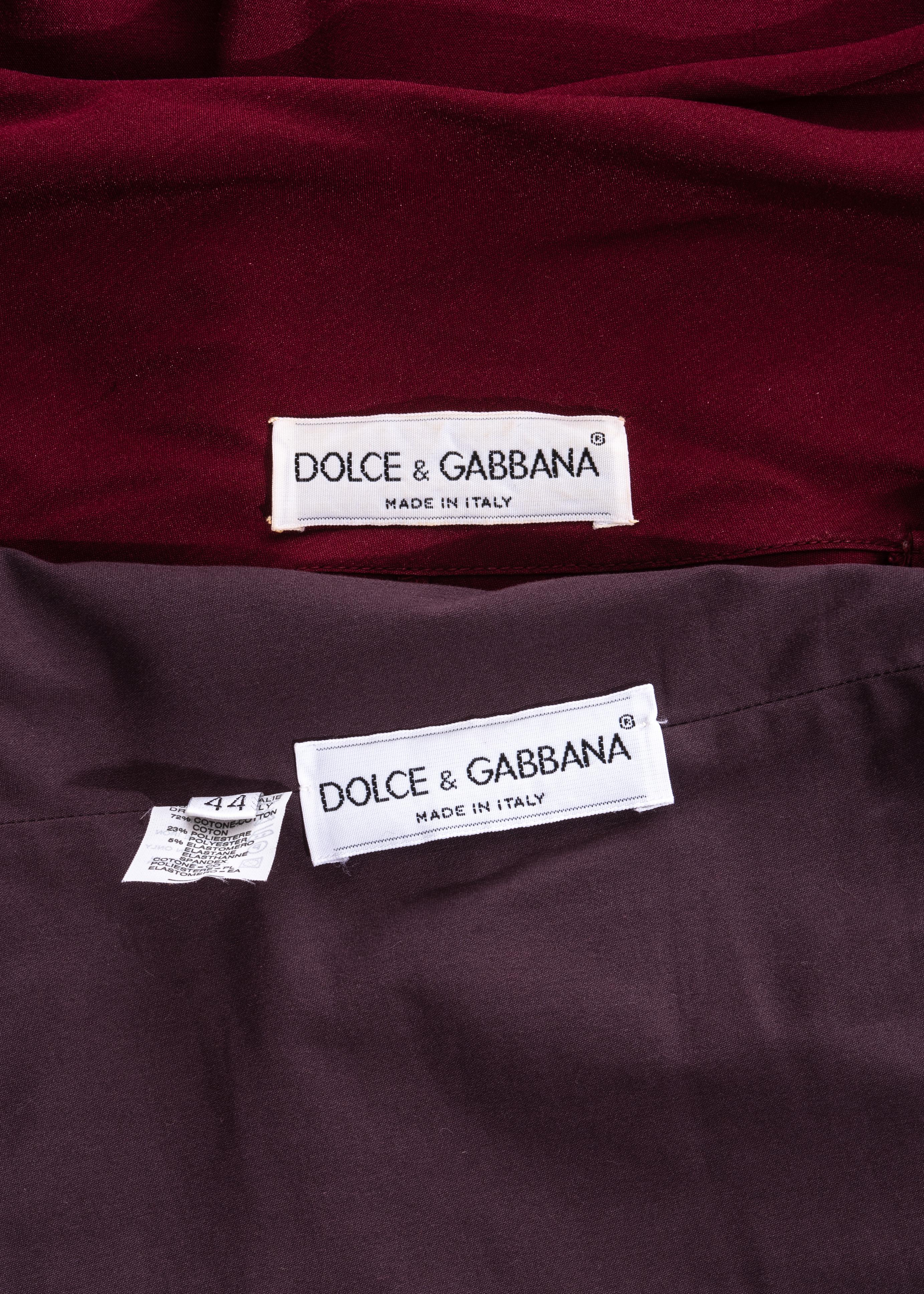 Dolce & Gabbana wine cotton oversized blouse and ruched pants, fw 1990 5