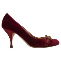 Dolce & Gabbana Wine Velvet Buckle Pumps