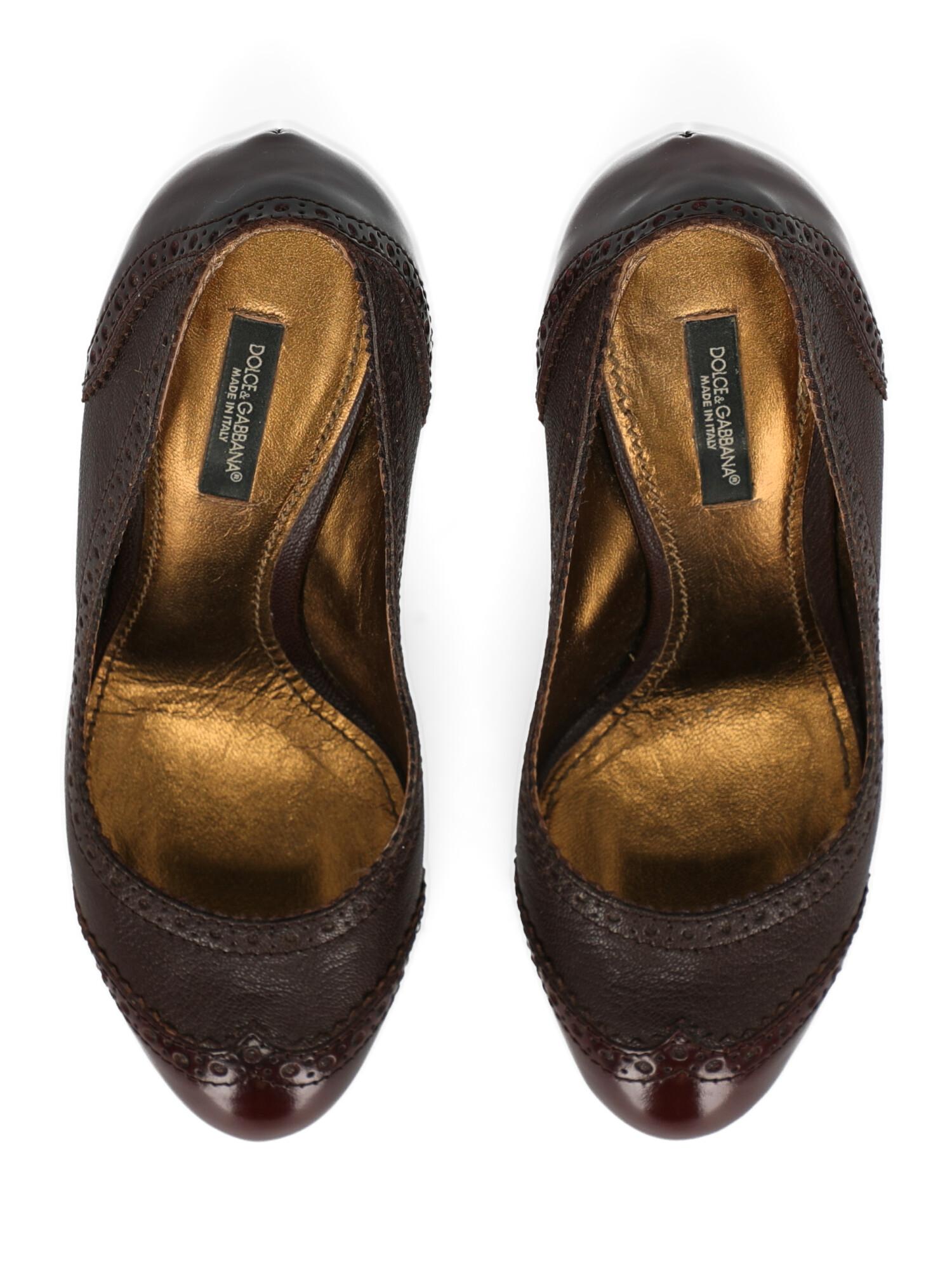 Dolce & Gabbana Woman Pumps Brown Leather IT 36.5 For Sale 1