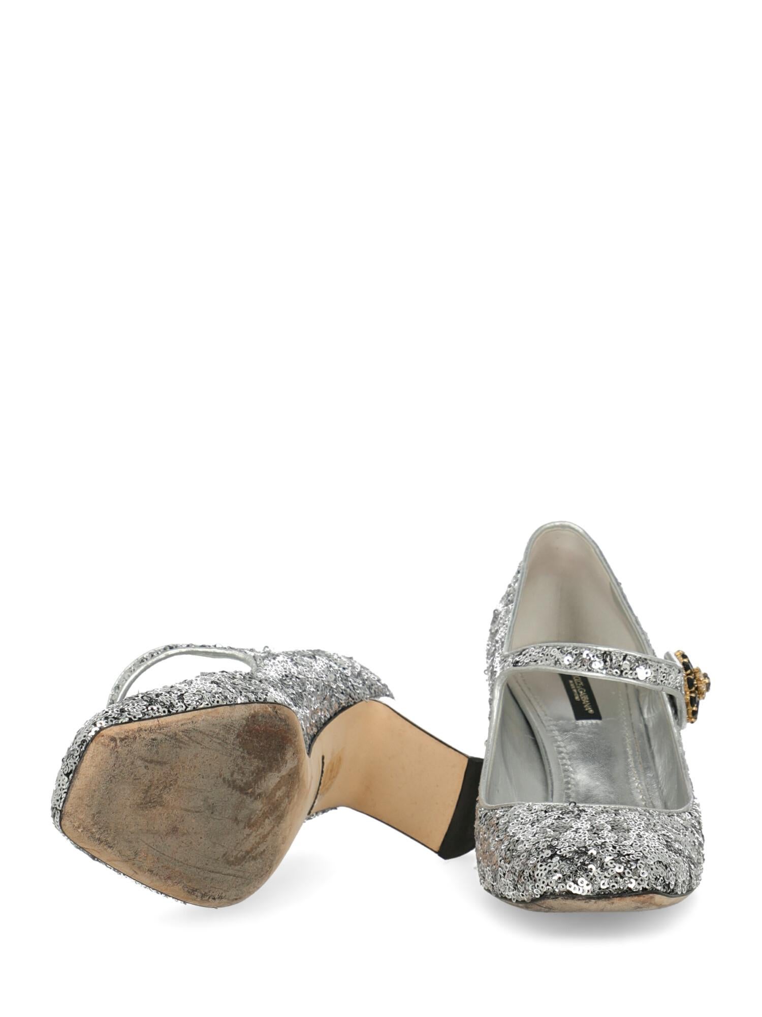 Dolce & Gabbana Woman Pumps Silver Leather IT 39 For Sale 1