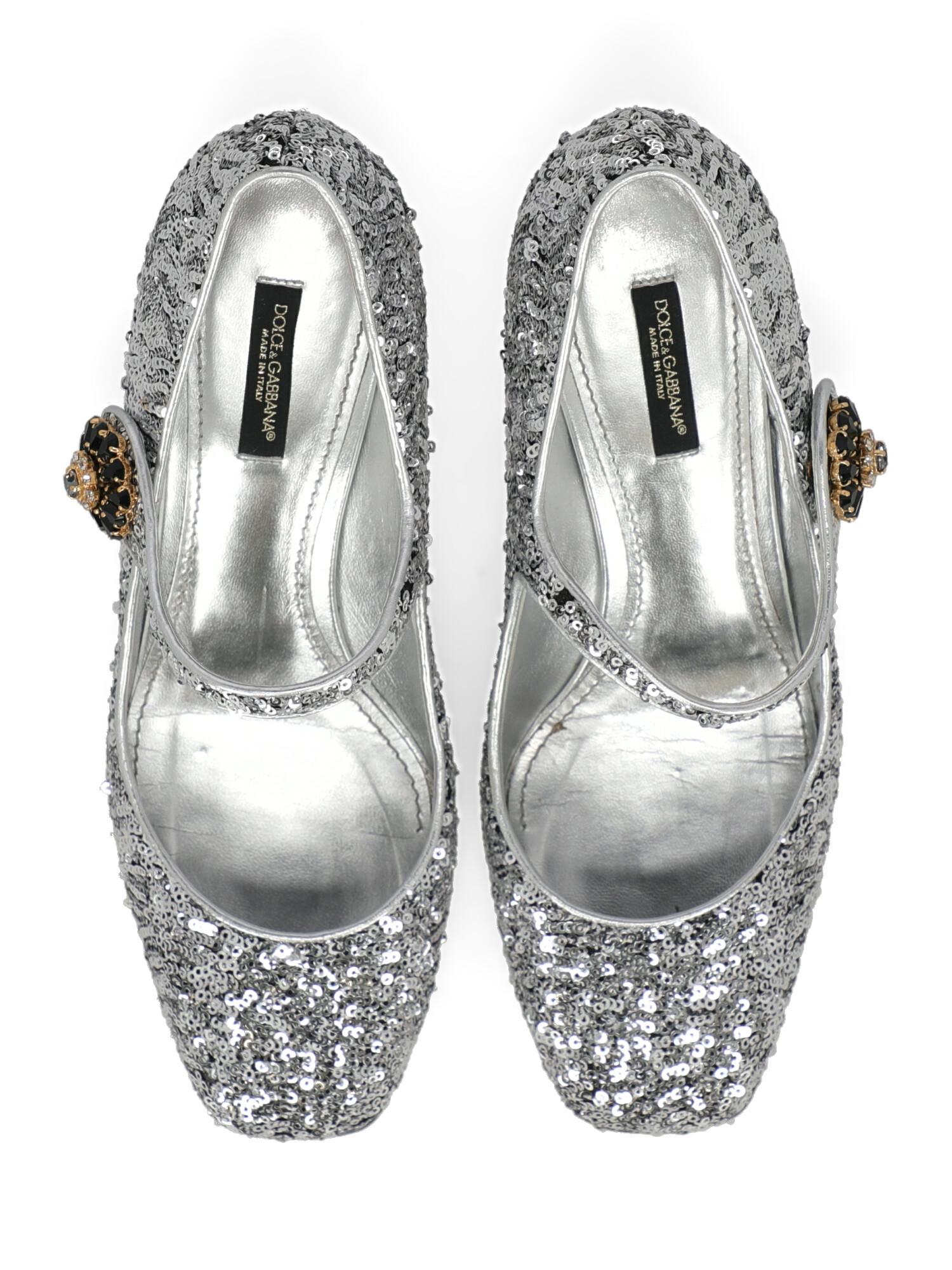 Dolce & Gabbana Woman Pumps Silver Leather IT 39 For Sale 2