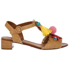 Dolce & Gabbana Woman Sandals Beige, Multicolor IT 38.5