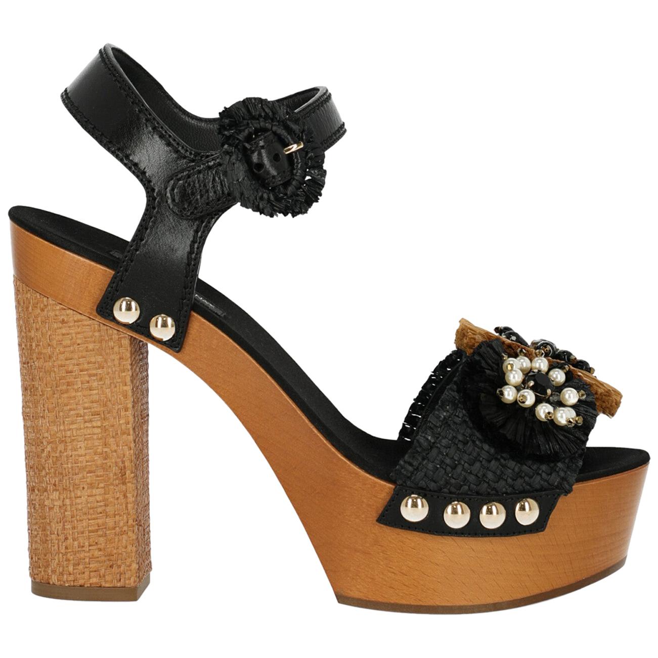 Dolce & Gabbana Woman Sandals Black, Brown IT 39 For Sale