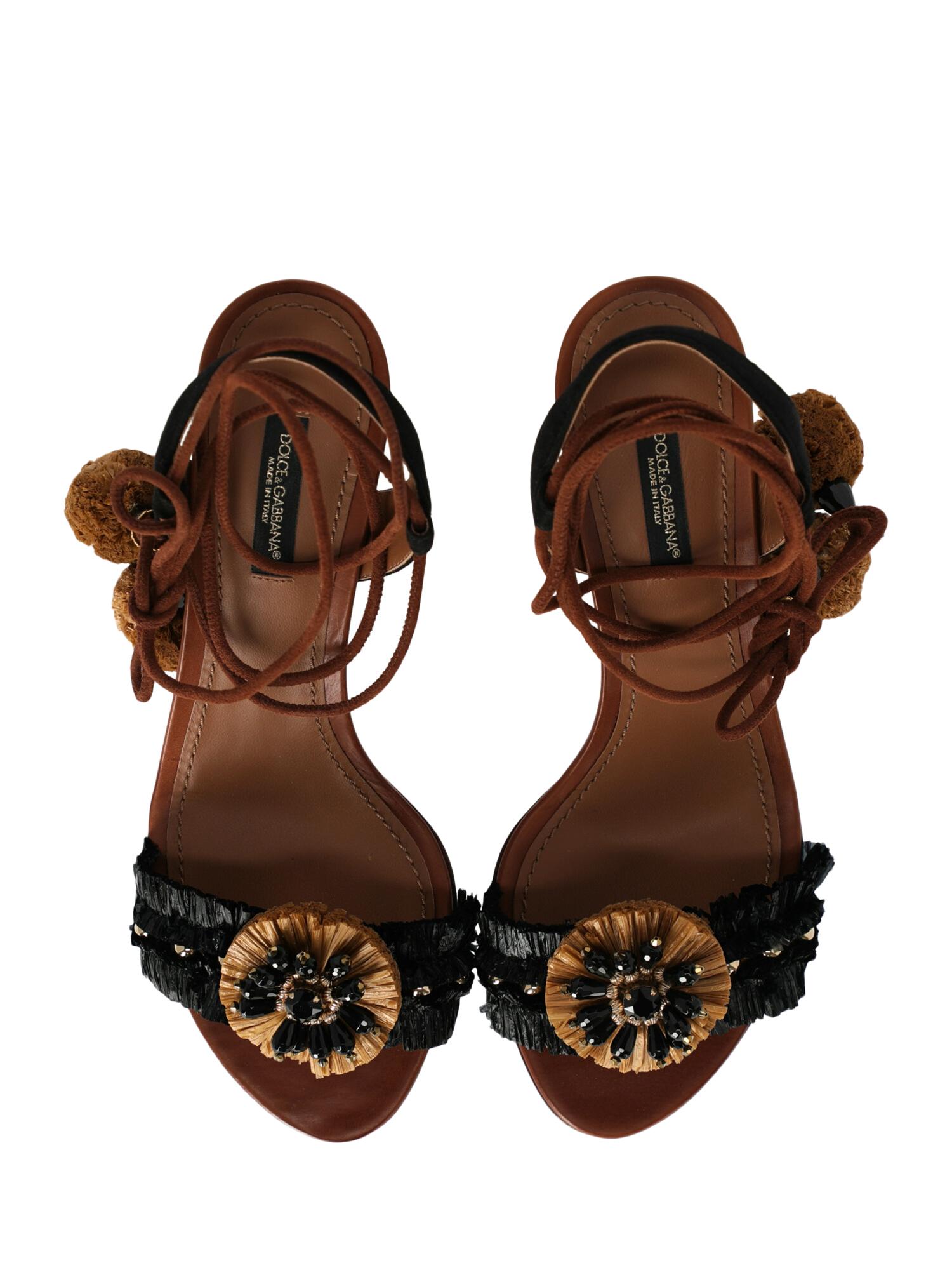 Brown Dolce & Gabbana Woman Sandals Black IT 37 For Sale