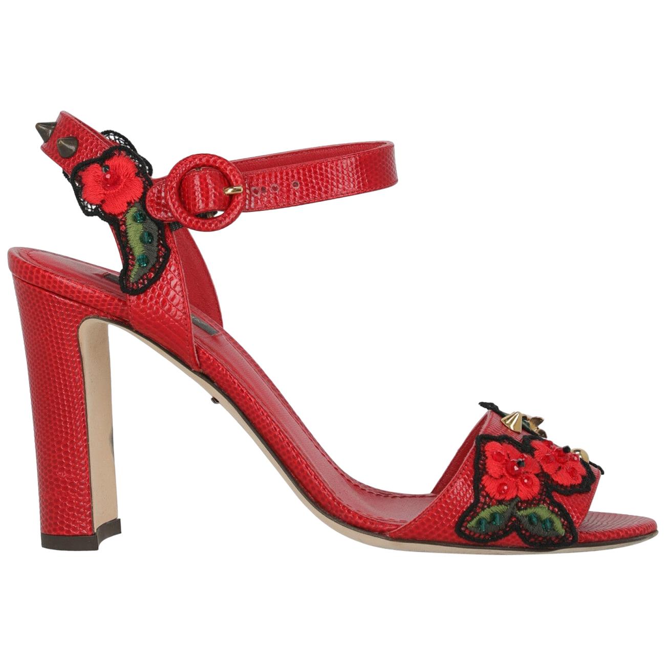 Dolce & Gabbana Woman Sandals Red Leather IT 39 For Sale