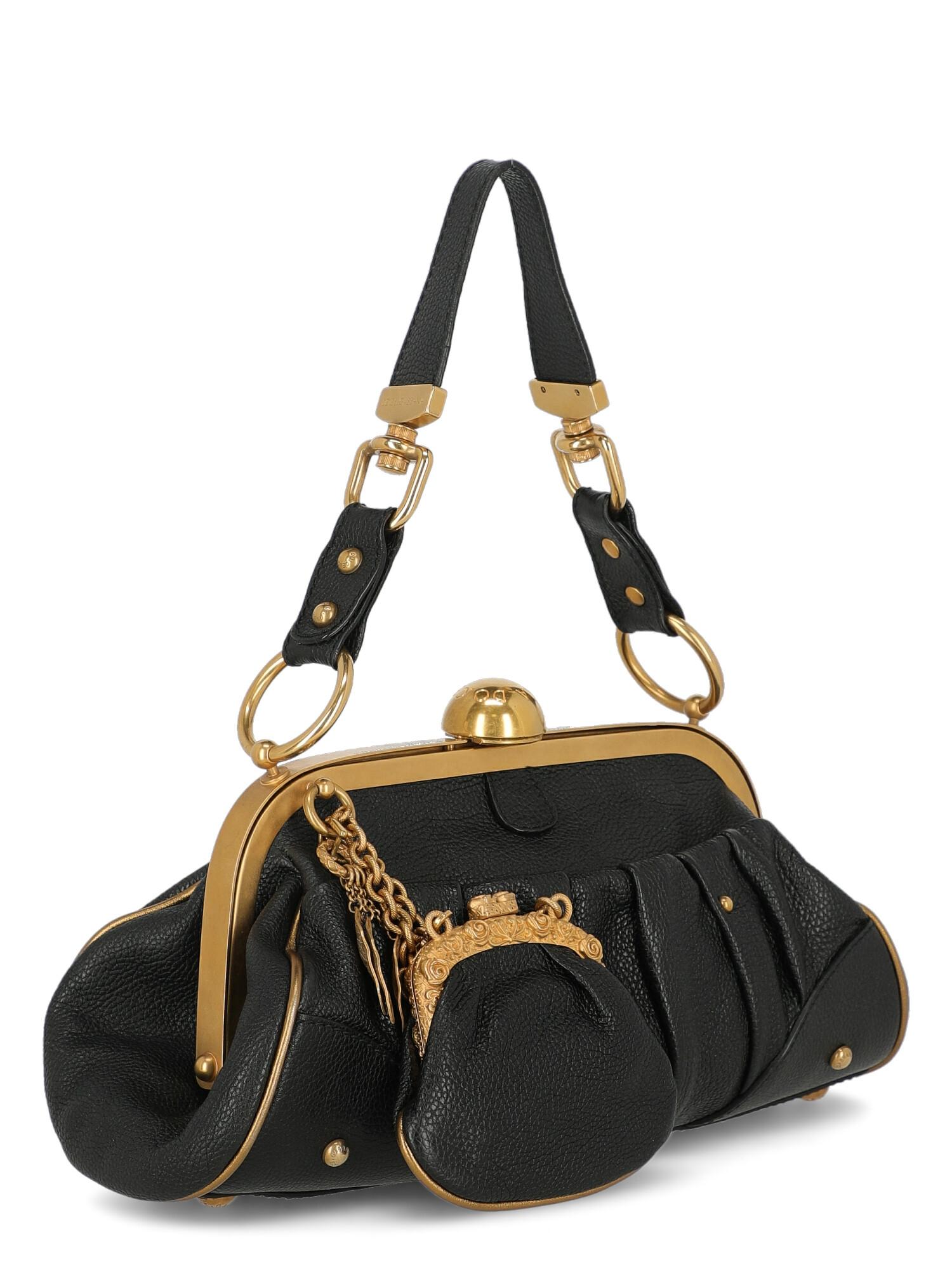 dolce and gabbana black leather shoulder bag