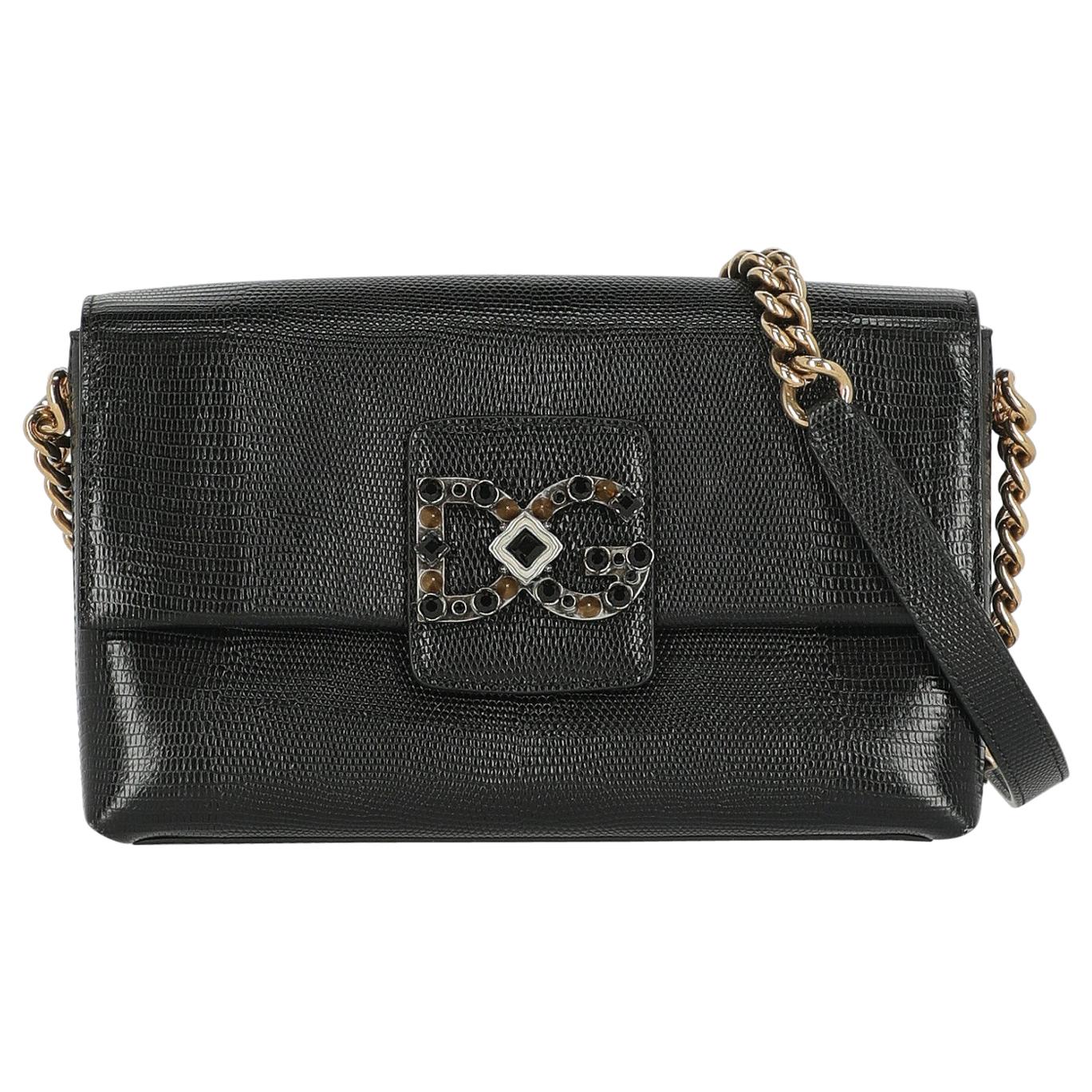 Dolce 
Gabbana Woman Shoulder bag  Black Leather For Sale