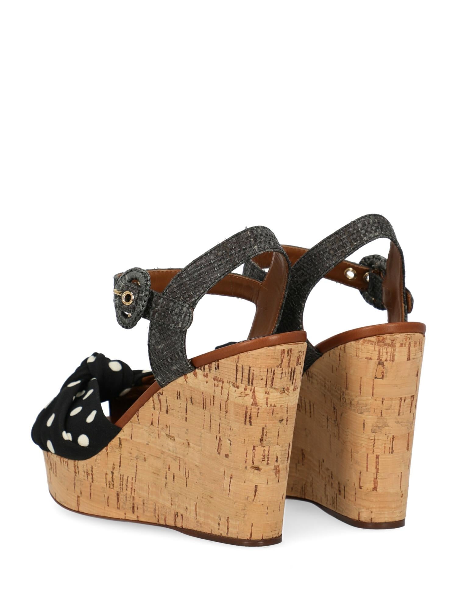 Brown Dolce & Gabbana Woman Wedges Black Fabric IT 36.5 For Sale