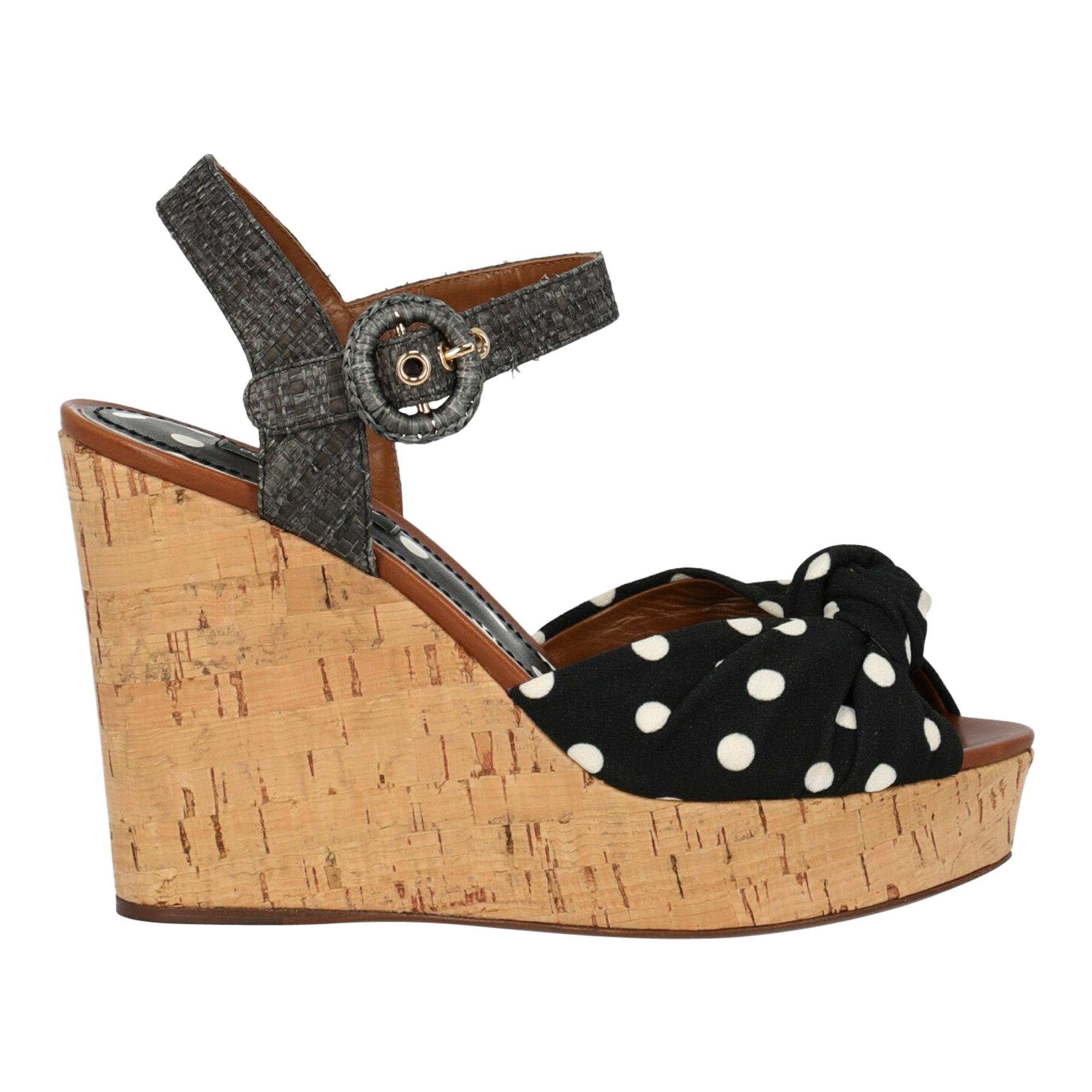 Dolce & Gabbana Woman Wedges Black Fabric IT 40 For Sale