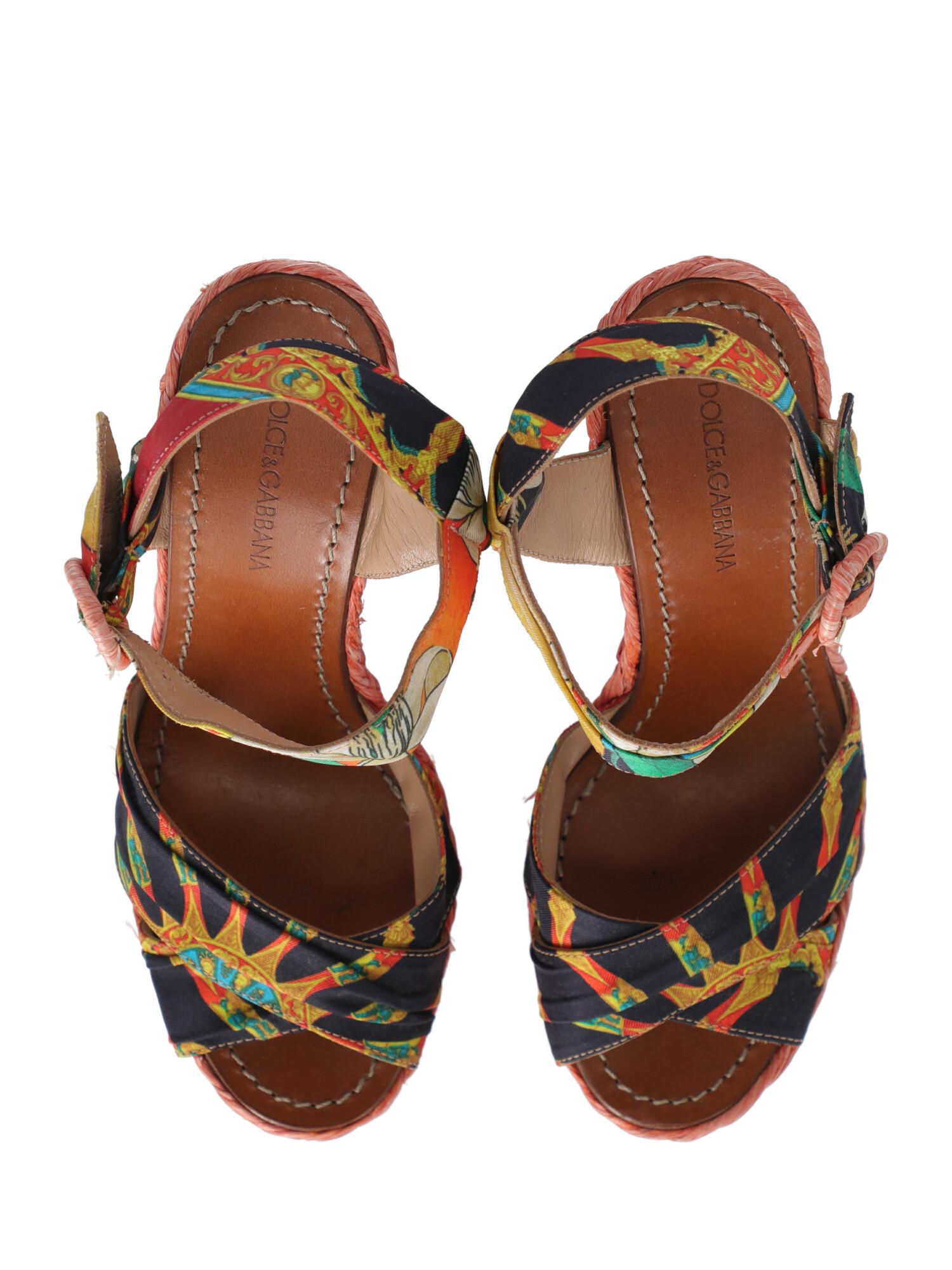 Women's Dolce & Gabbana Woman Wedges Multicolor Eco-Friendly Fabric, Fabric IT 38 For Sale