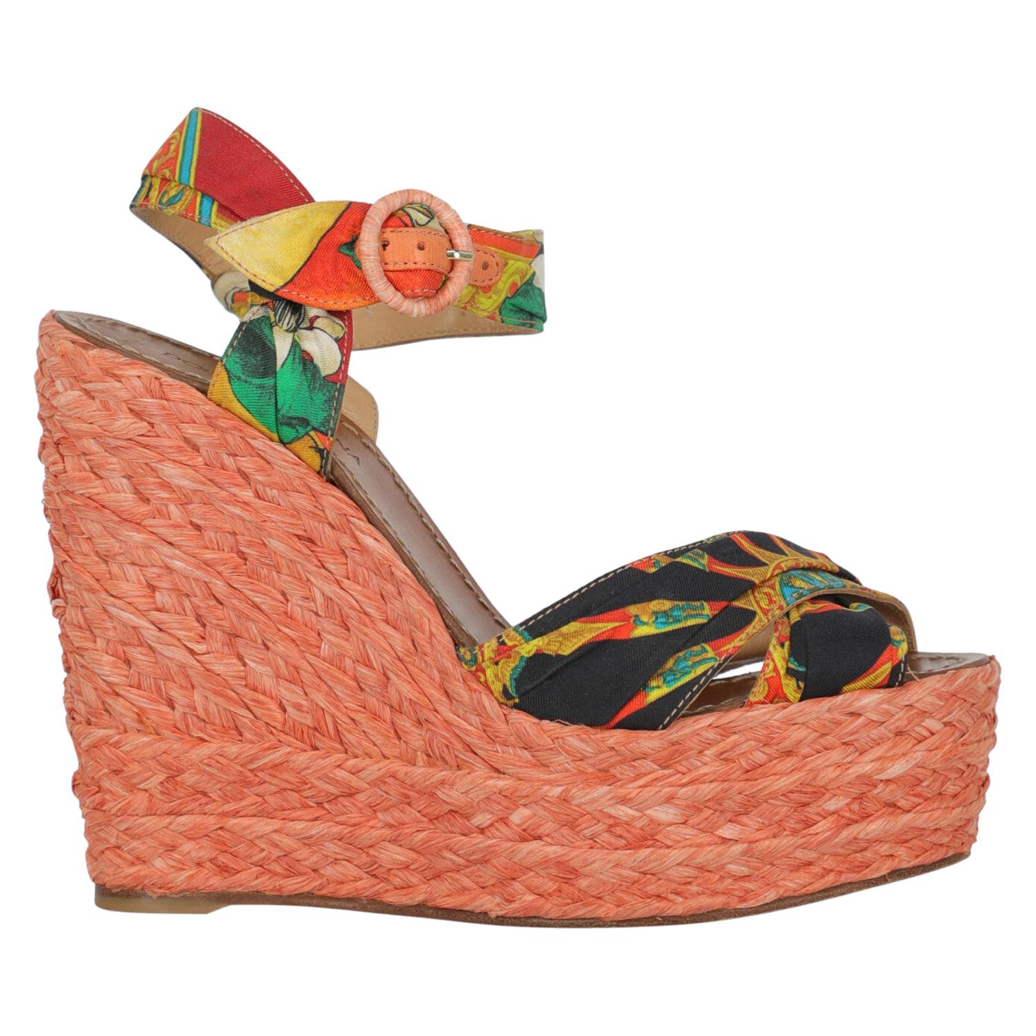 Dolce & Gabbana Woman Wedges Multicolor Eco-Friendly Fabric, Fabric IT 38 For Sale
