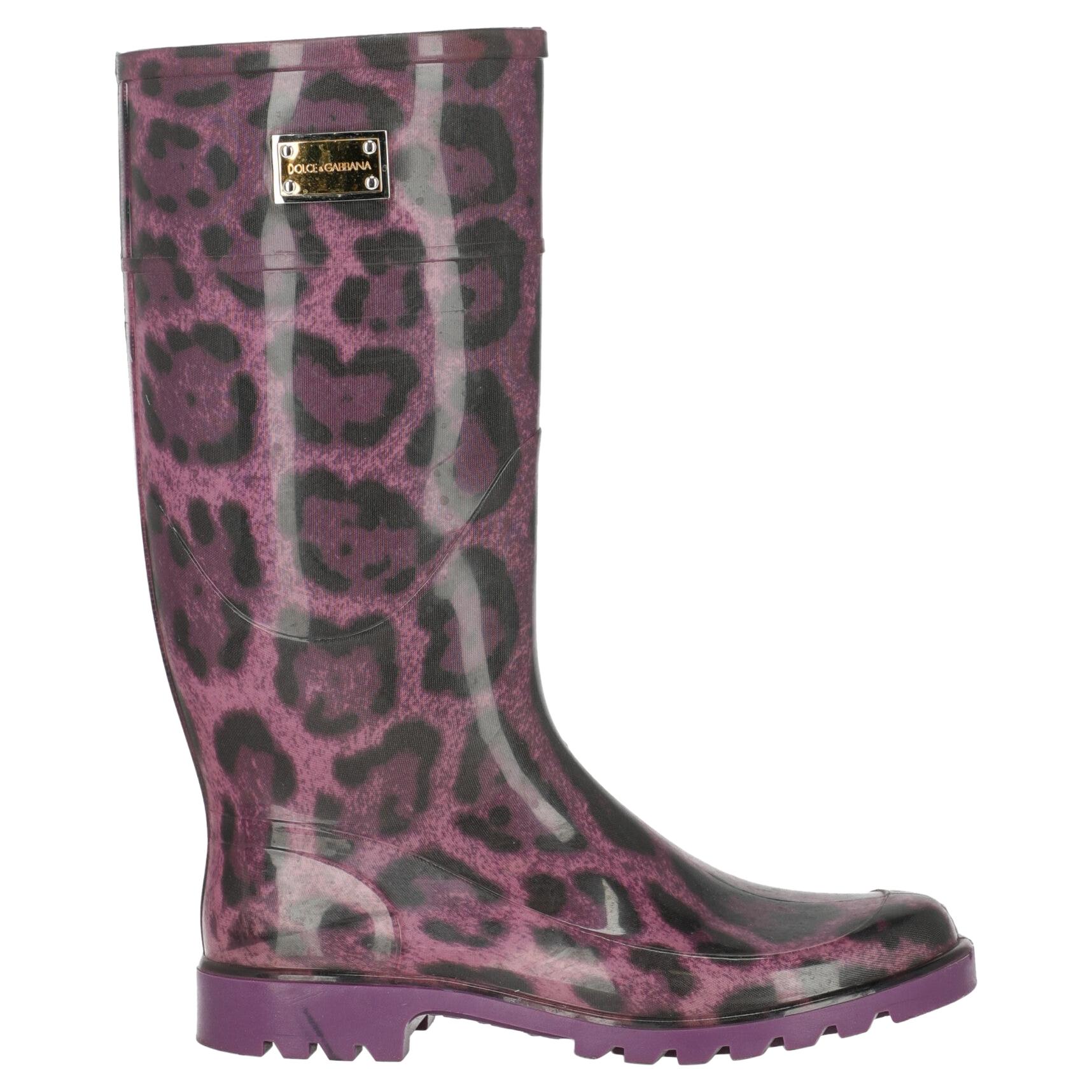 Dolce & Gabbana  Women Boots  Black, Purple Synthetic Fibers EU 39 For Sale