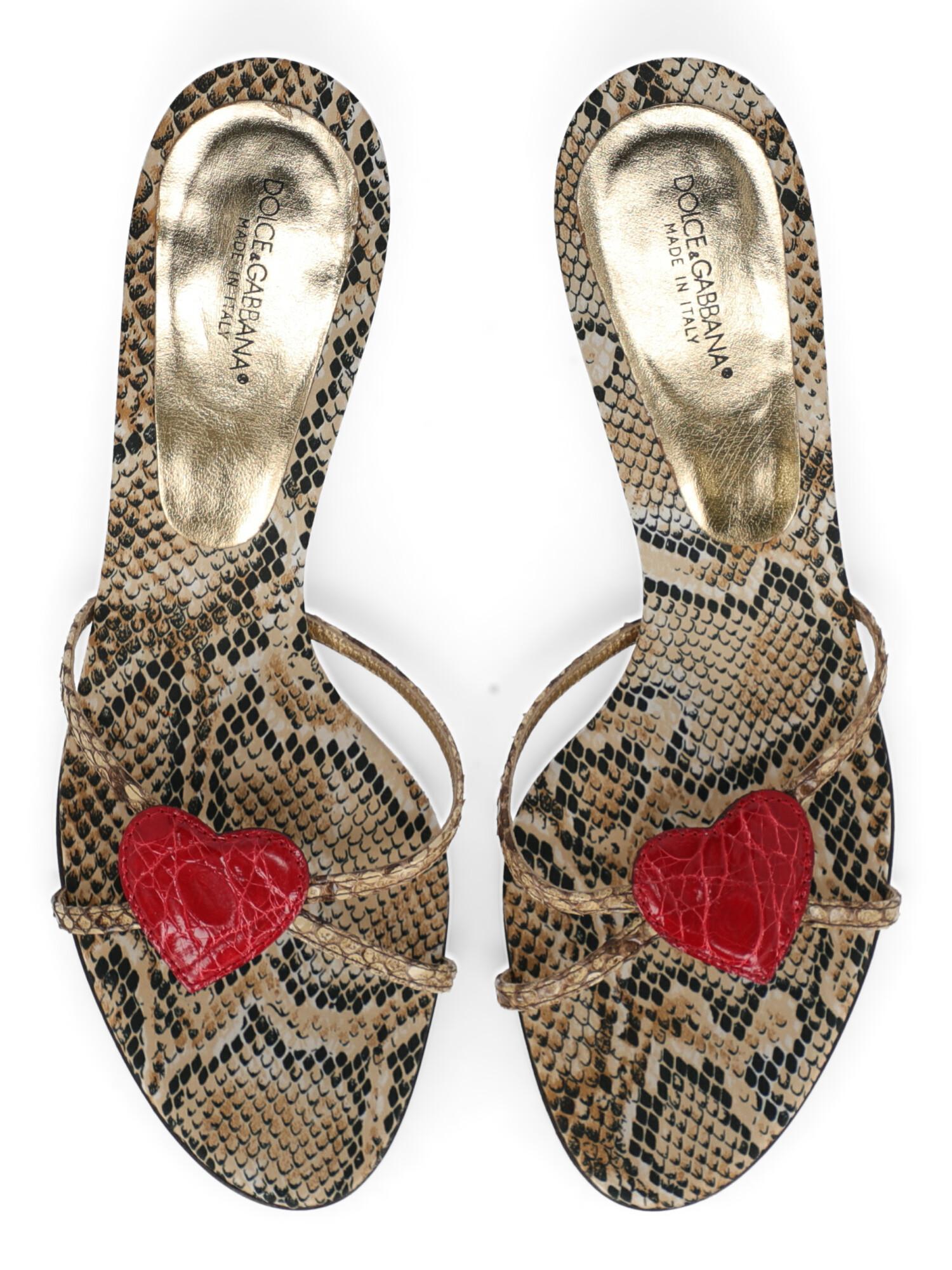 Dolce & Gabbana  Women   Mules  Beige, Black, Red Leather EU 39 In Excellent Condition In Milan, IT