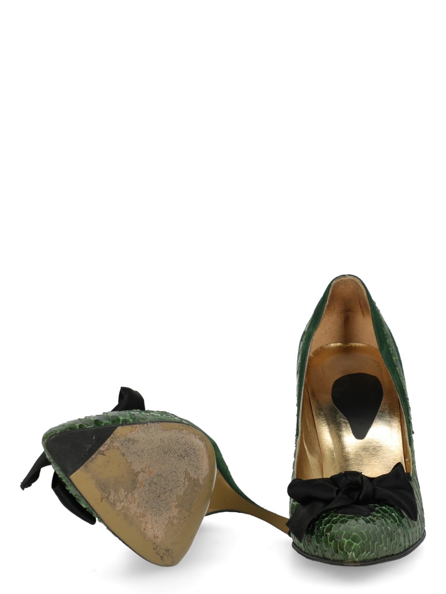 Dolce & Gabbana  Women   Pumps  Green Leather EU 39 In Good Condition For Sale In Milan, IT