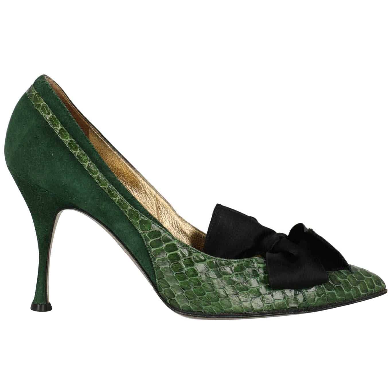 Dolce & Gabbana  Women   Pumps  Green Leather EU 39 For Sale