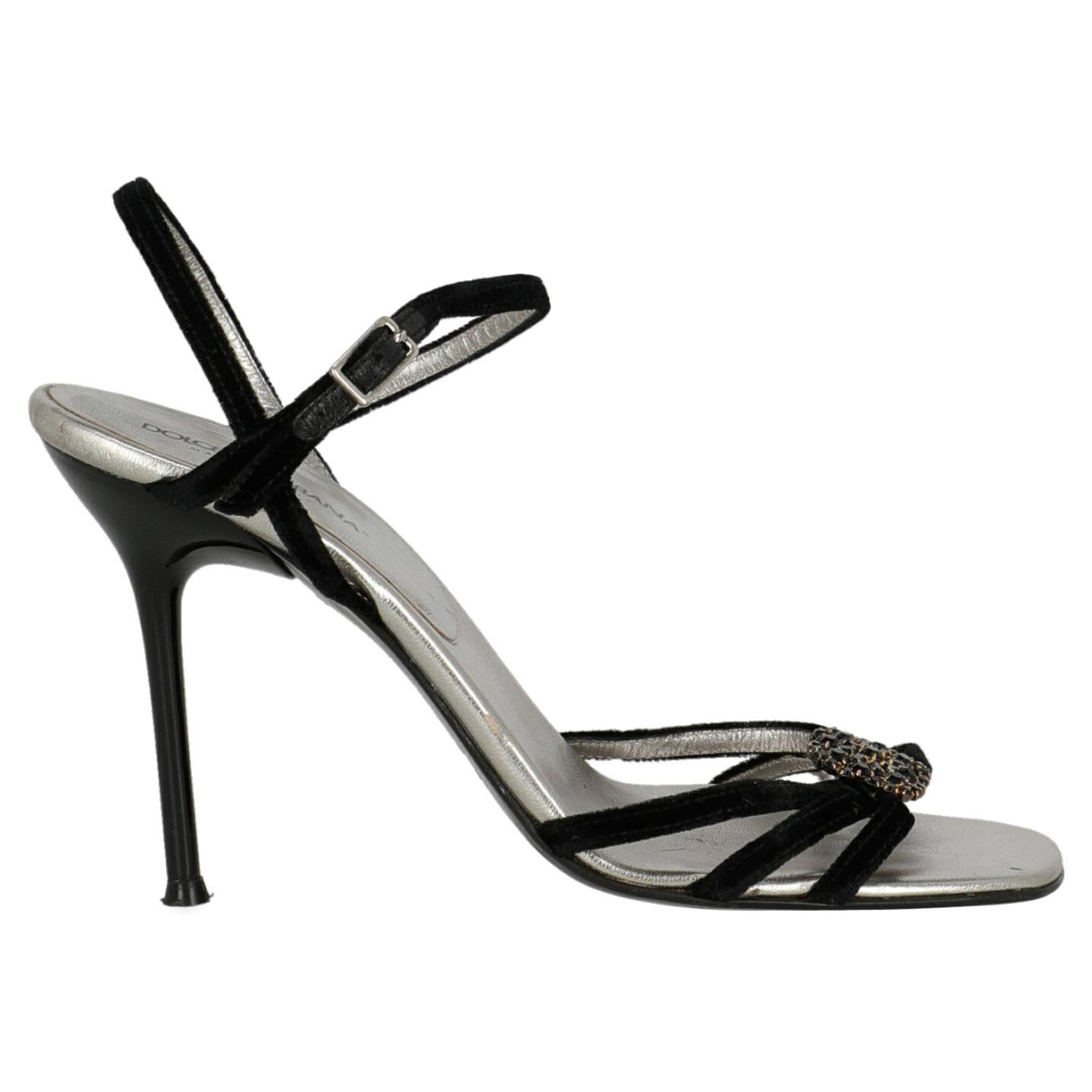 Dolce & Gabbana  Women   Sandals  Black Fabric EU 39 For Sale