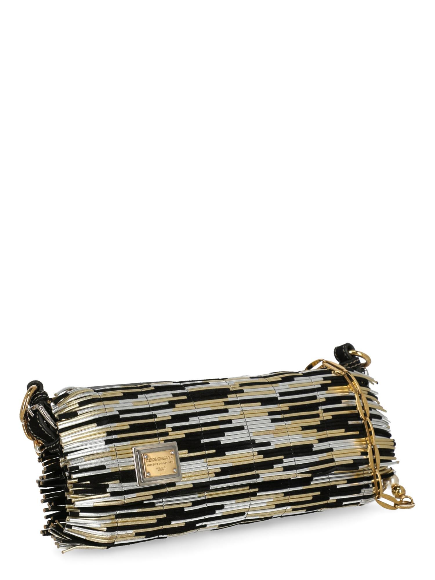 Brown Dolce & Gabbana Women Shoulder bags Black, Gold, Silver Leather  For Sale