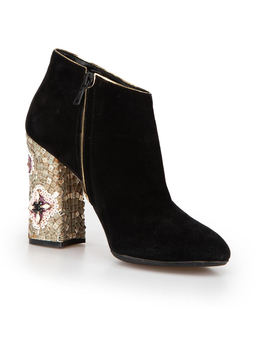 CONDITION is Very good. Minimal wear to boots is evident. Minimal wear to the suede exterior and the finish on the sequins has come off on this used Dolce & Gabbana designer resale item. Please note that these shoes have been