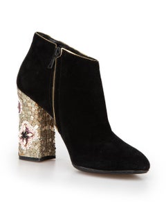 Dolce & Gabbana Women's Black Bejewelled Heel Ankle Boots